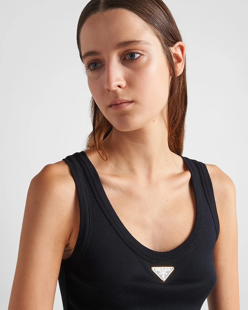 Ribbed knit jersey tank top