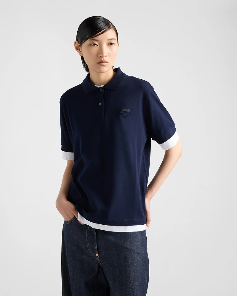 Piqué and jersey polo shirt