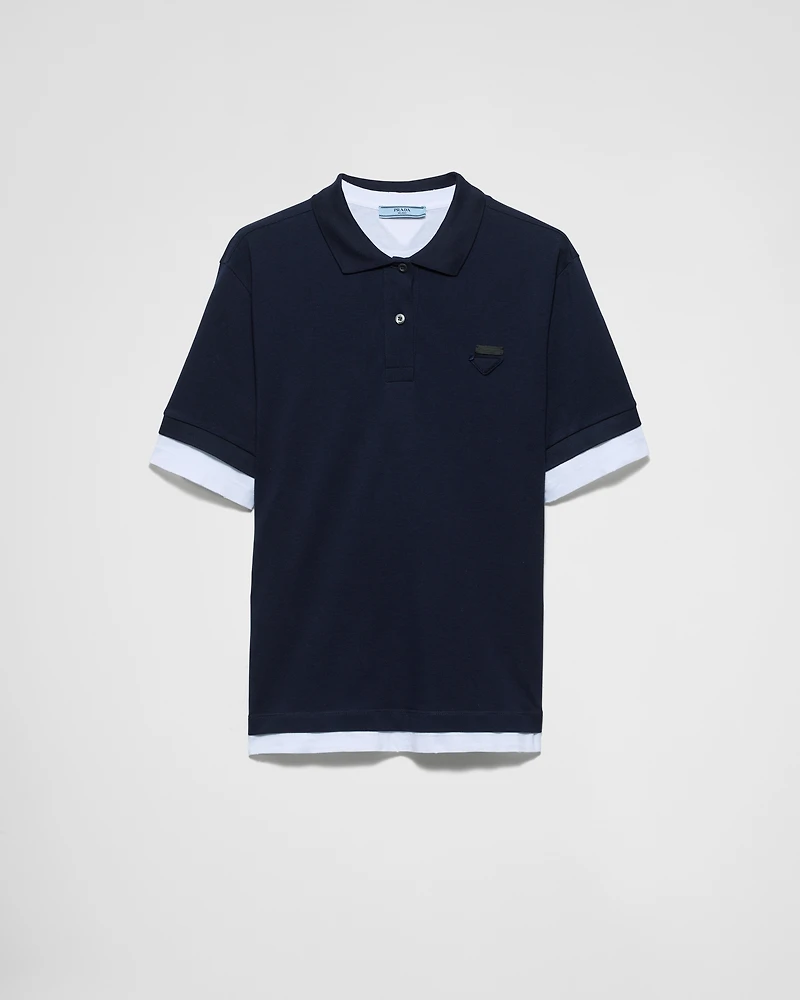 Piqué and jersey polo shirt