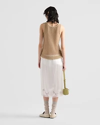 Sleeveless cotton mesh top