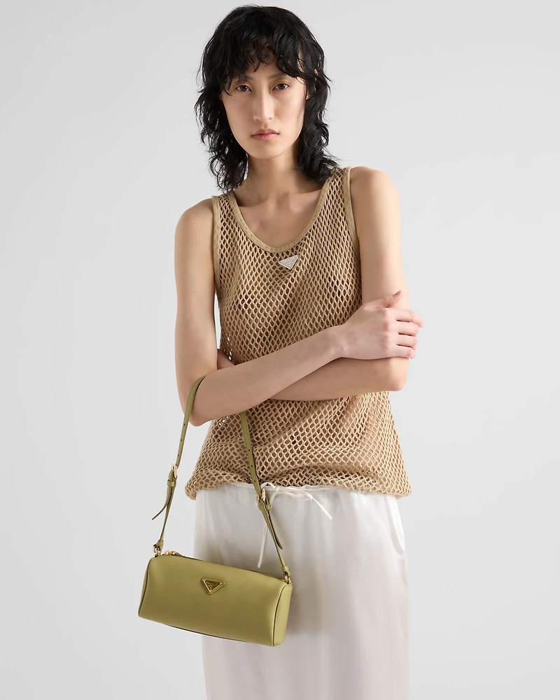 Sleeveless cotton mesh top