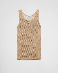 Sleeveless cotton mesh top