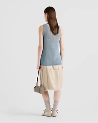 Sleeveless cotton mesh top
