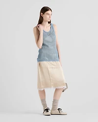 Sleeveless cotton mesh top