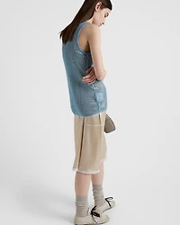 Sleeveless cotton mesh top