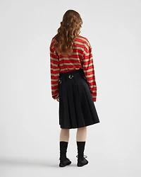 Long-sleeved striped lisle cotton T-shirt