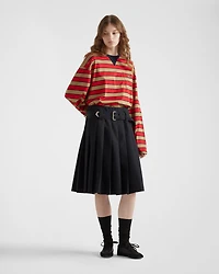 Long-sleeved striped lisle cotton T-shirt