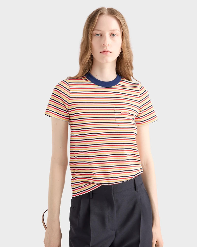 Striped lisle cotton T-shirt