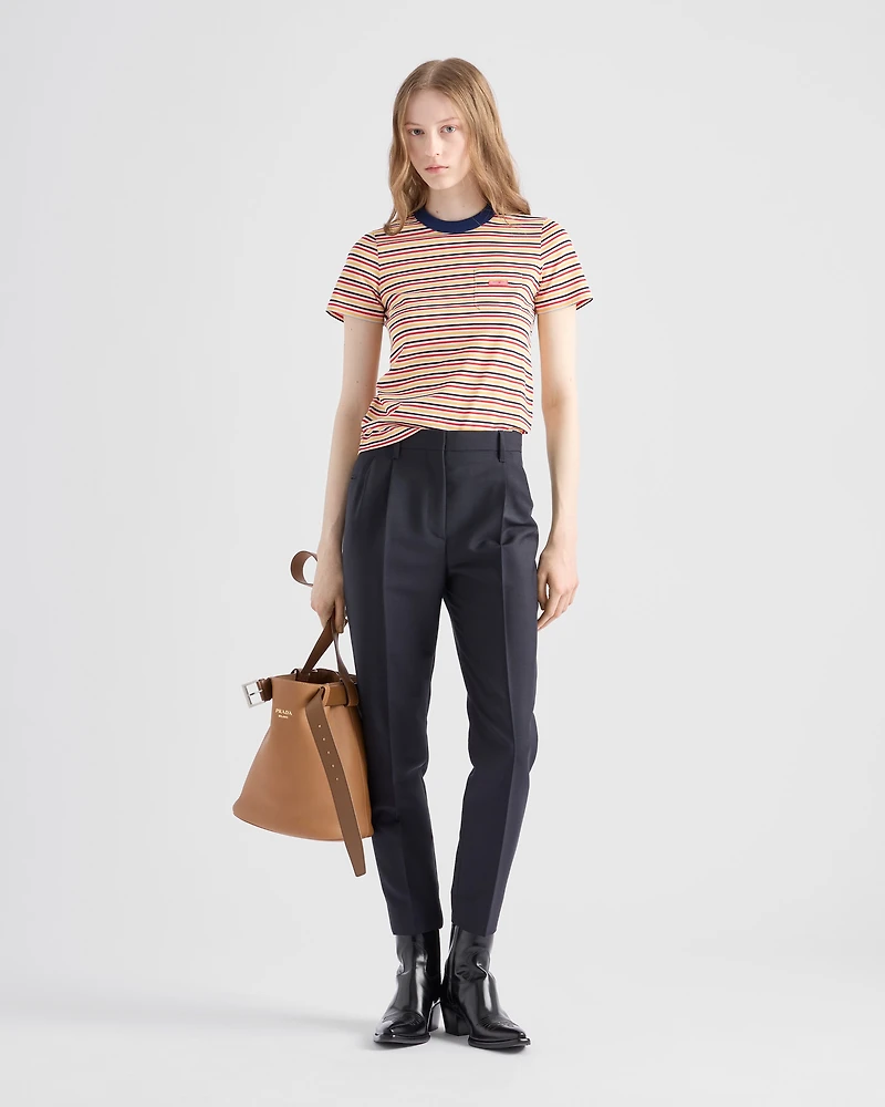 Striped lisle cotton T-shirt