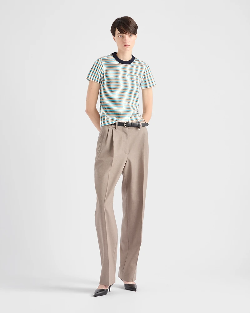 Striped lisle cotton T-shirt