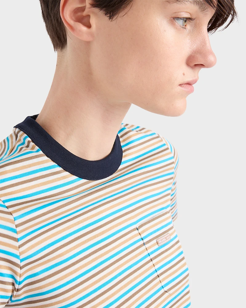 Striped lisle cotton T-shirt