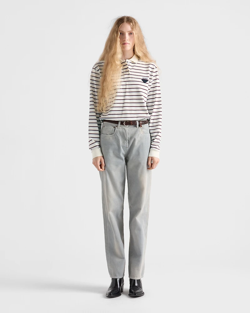 Striped piqué polo shirt