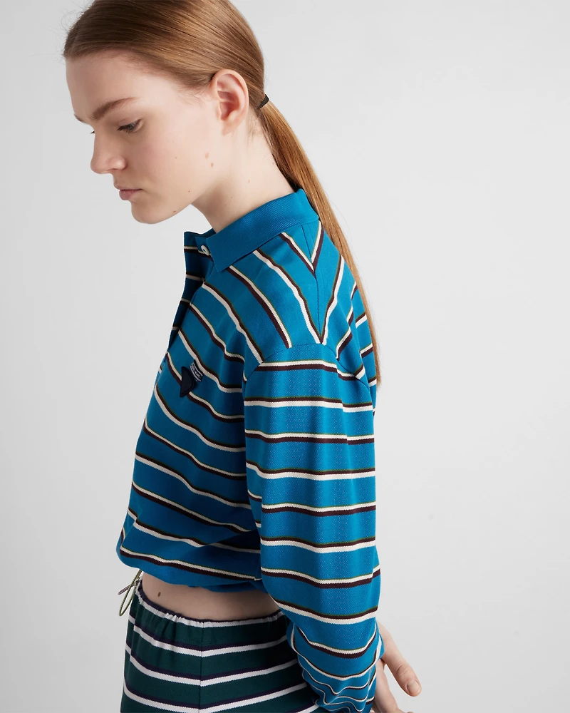 Striped piqué polo shirt