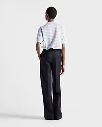 Cropped striped piqué polo shirt