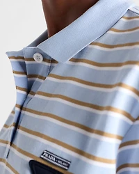 Cropped striped piqué polo shirt