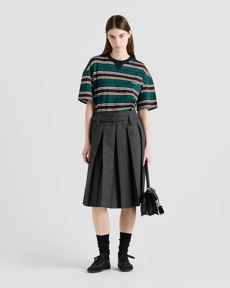 Striped lisle cotton T-shirt
