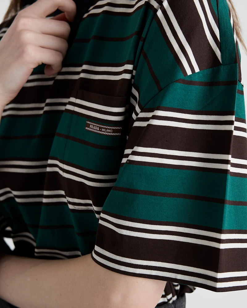 Striped lisle cotton T-shirt
