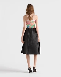 Ribbed knit cotton top with floral print