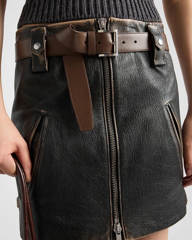 Leather miniskirt