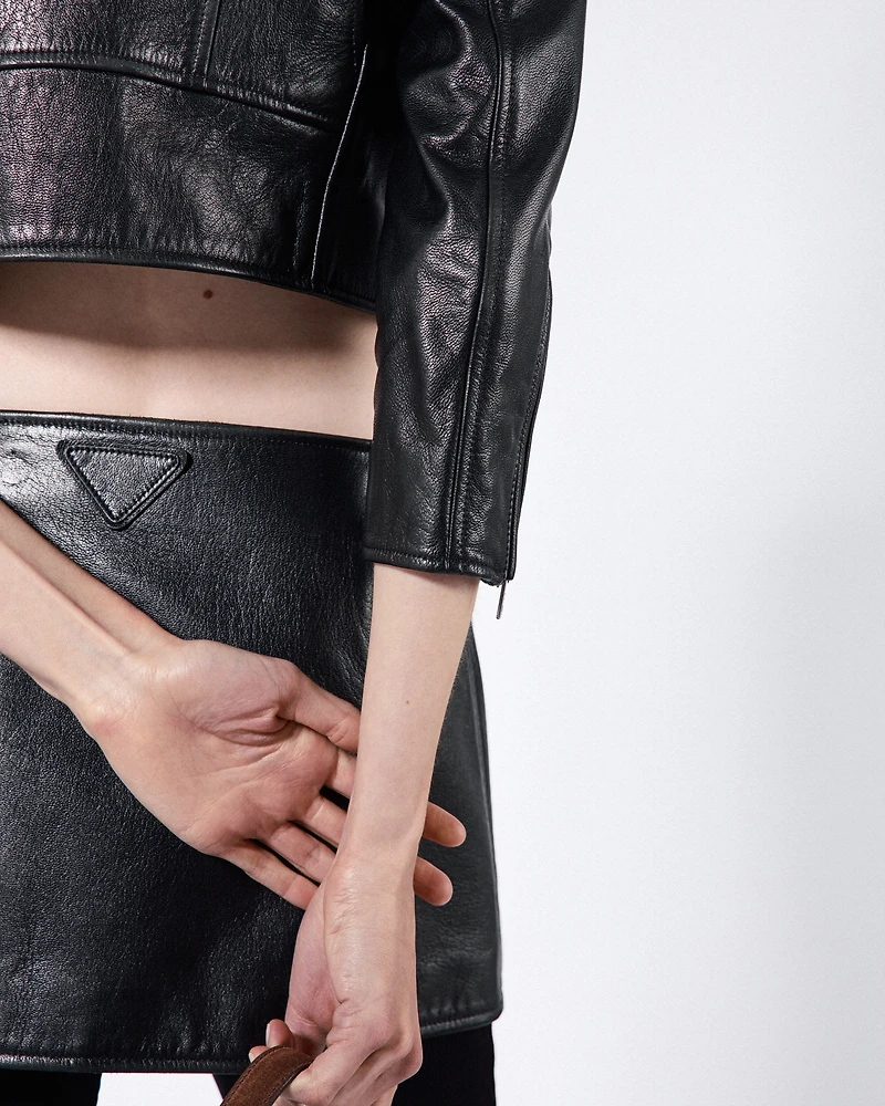 Leather mini skirt
