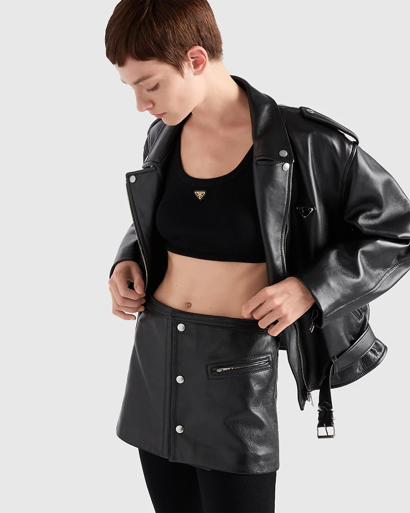 Leather mini skirt
