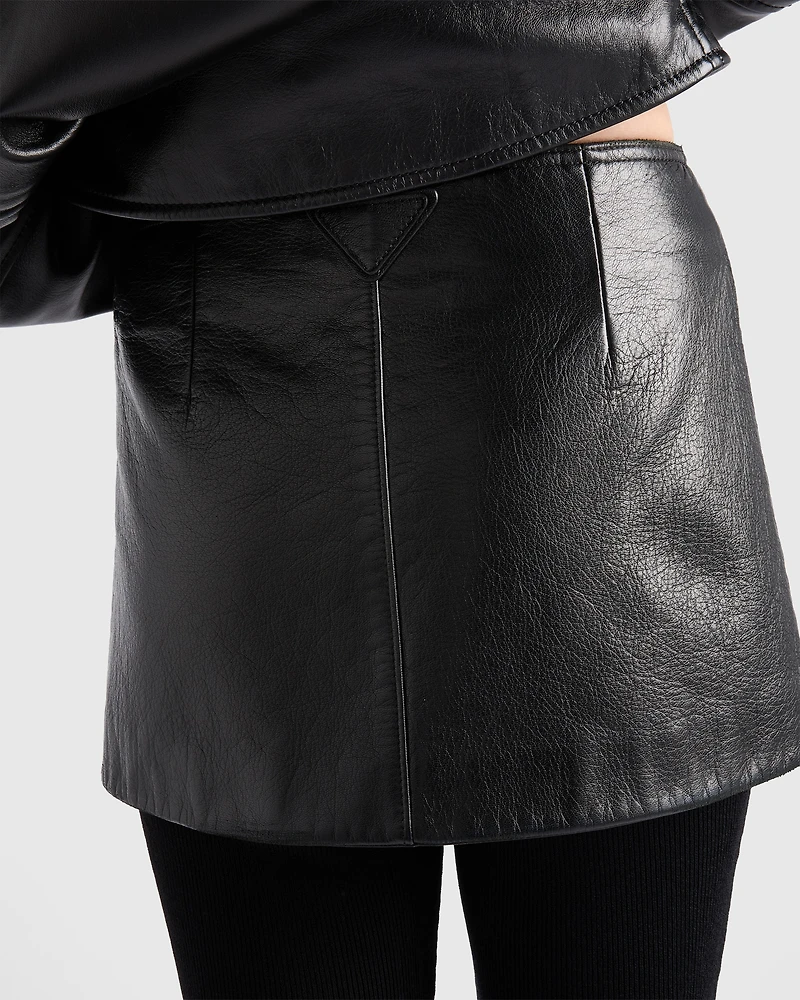 Leather mini skirt