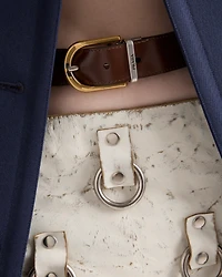 Embellished leather miniskirt