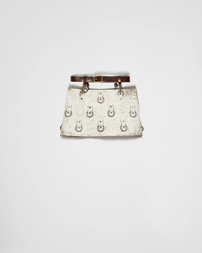 Embellished leather miniskirt
