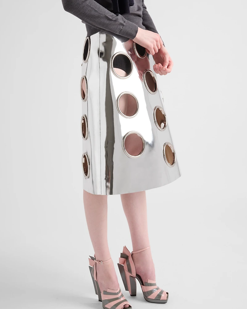 Shiny leather skirt