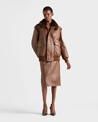 Nappa leather pencil skirt