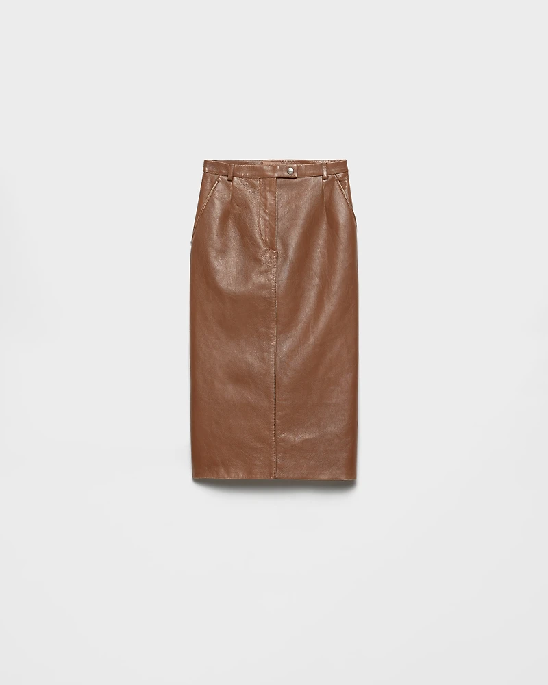 Nappa leather pencil skirt
