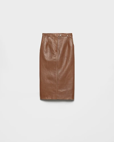 Nappa leather pencil skirt