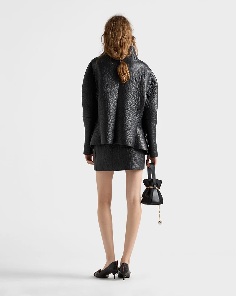 Nappa leather mini skirt