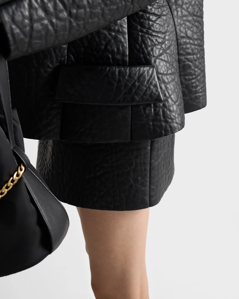 Nappa leather mini skirt