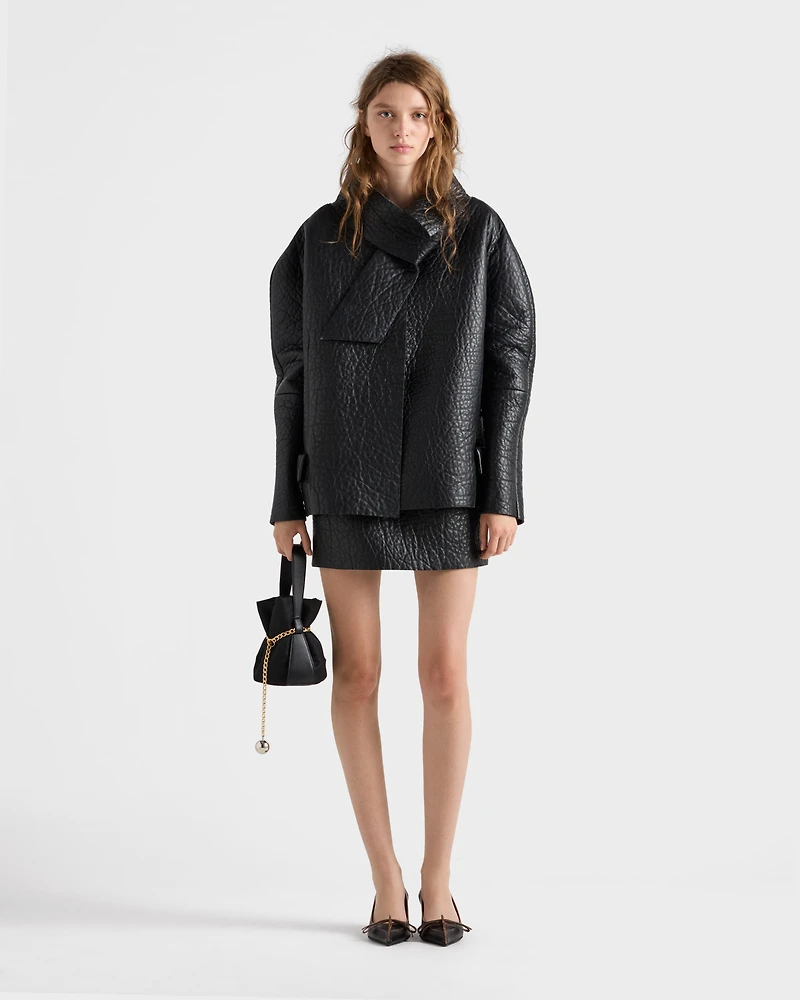 Nappa leather mini skirt