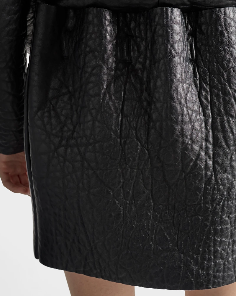 Nappa leather mini skirt