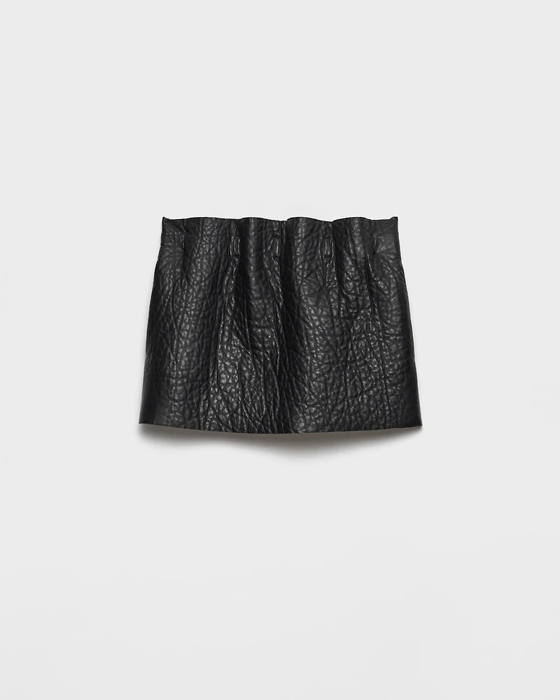 Nappa leather mini skirt
