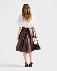 Leather midi-skirt