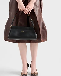 Leather midi-skirt