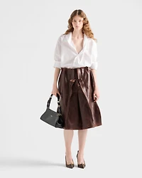 Leather midi-skirt