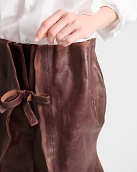Leather midi-skirt