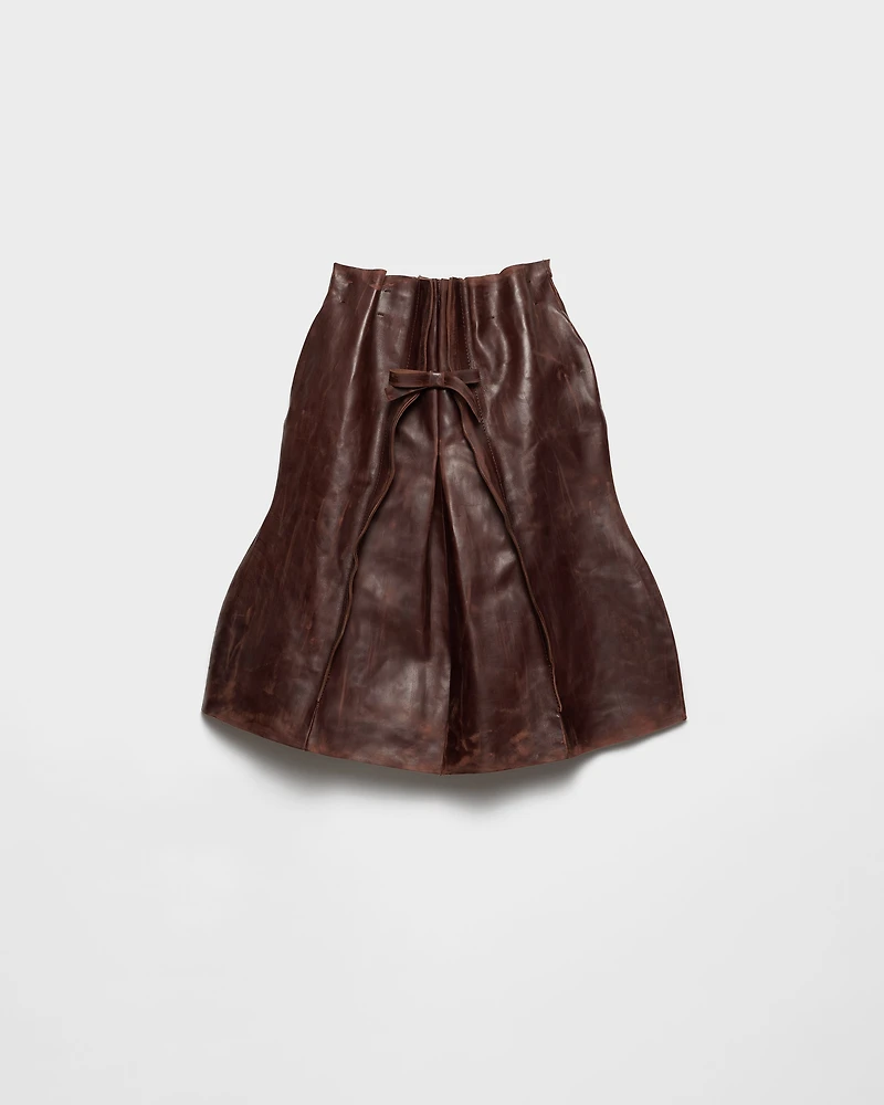 Leather midi-skirt