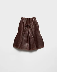 Leather midi-skirt