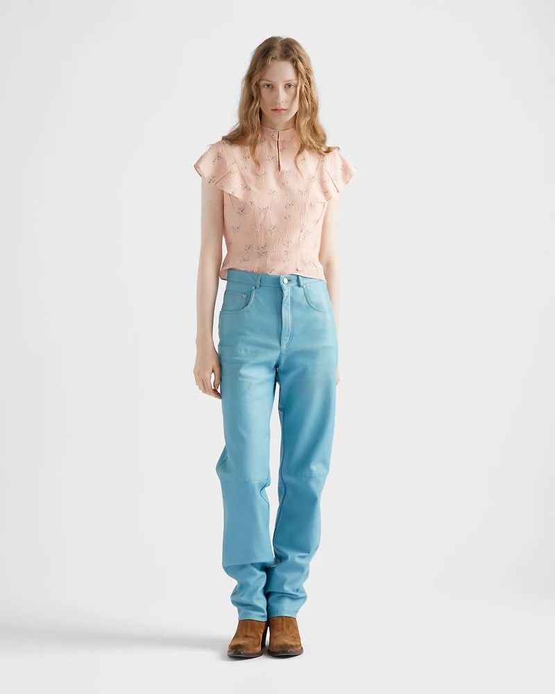 Five-pocket nappa leather pants