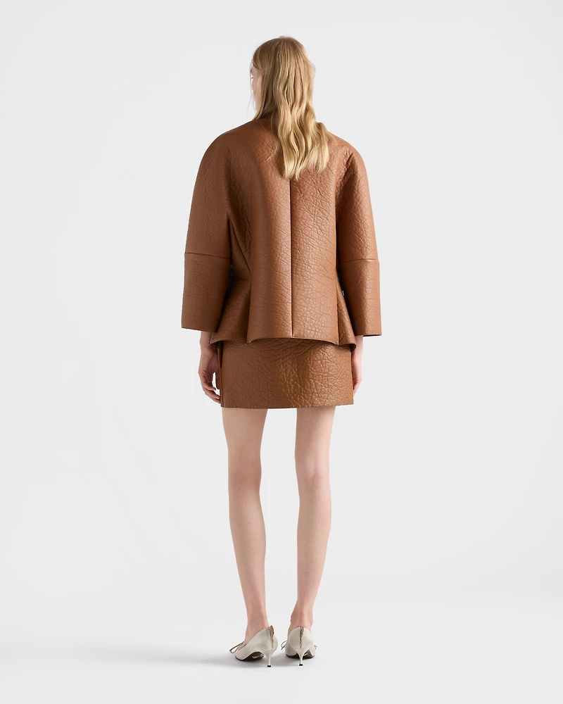 Nappa leather jacket with scarf