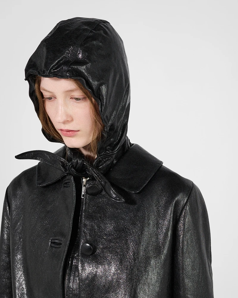Leather caban jacket