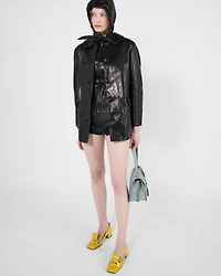 Leather caban jacket
