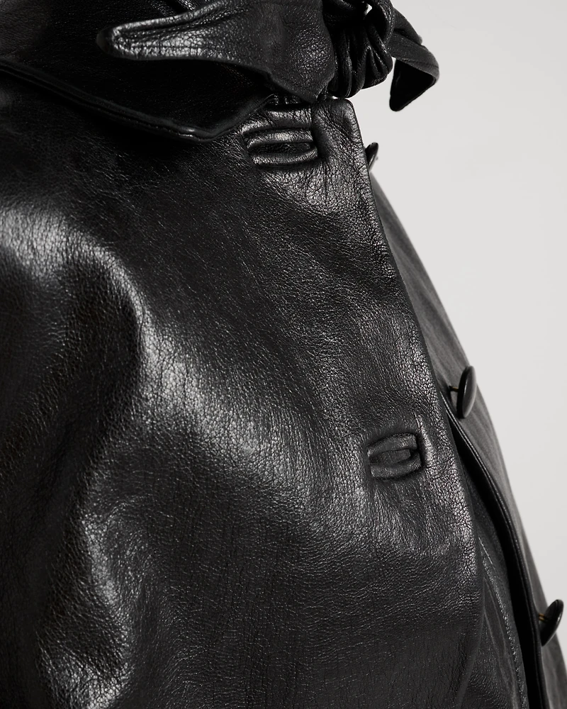 Leather caban jacket