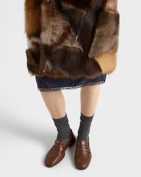 Patchwork shearling coat