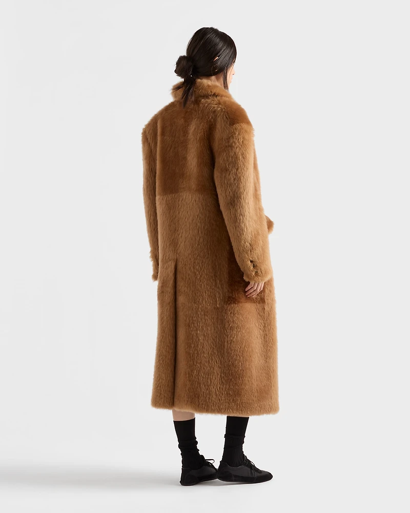 Shearling double-breasted coat